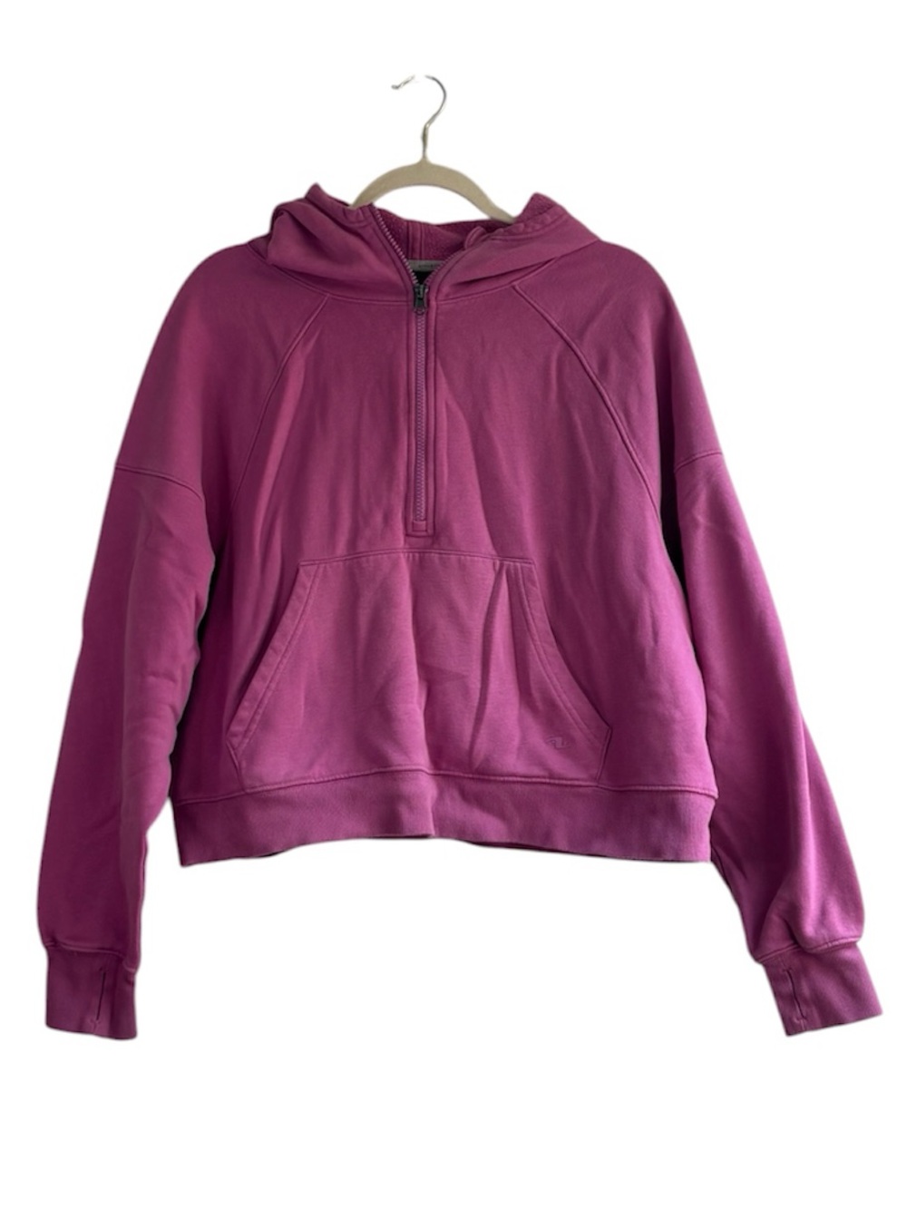 Athletic Works Magenta Cropped Fleecy Half Zip Hoodie Size L